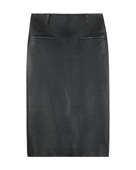 Tod's Black Midi Leather Skirt
