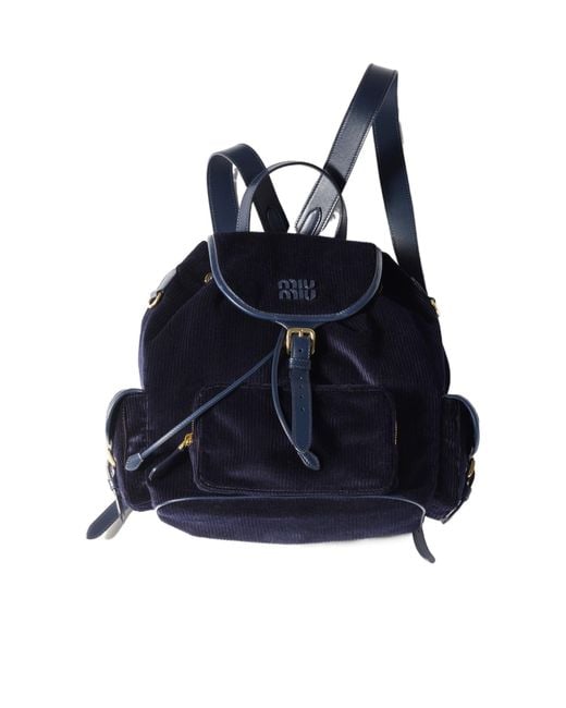 Miu Miu Blue Corduroy Backpack