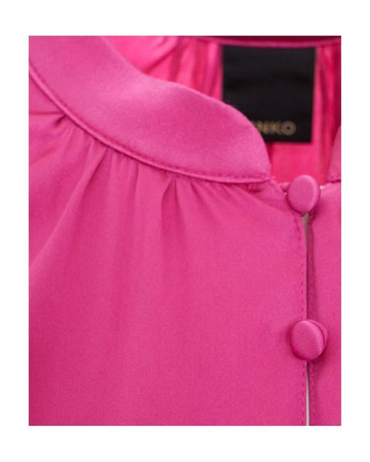 Pinko Pink Satin Button-Up Sleeveless Blouse