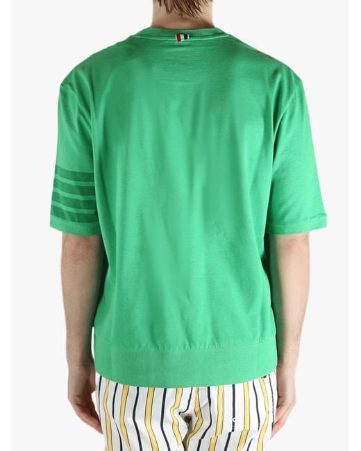 Thom Browne Green Jersey-Bar T-Shirt for men