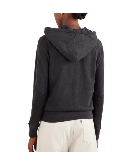 James Perse Black Solid Cotton-Terry Hoodie
