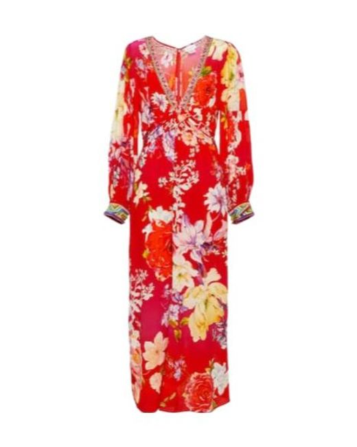 Camilla Red Embellished Silk Maxi Dress