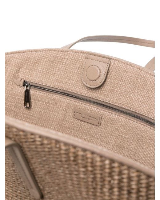 Brunello Cucinelli Brown Woven Top Handle Bag