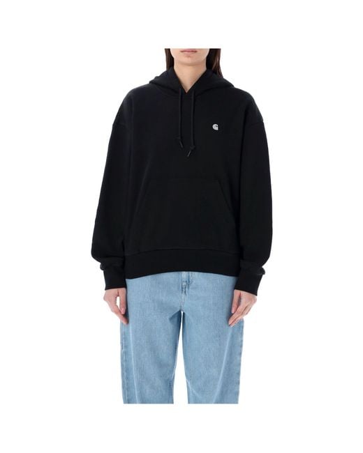 Carhartt Black Logo-Embroidered Drawstring Oversized Hoodie