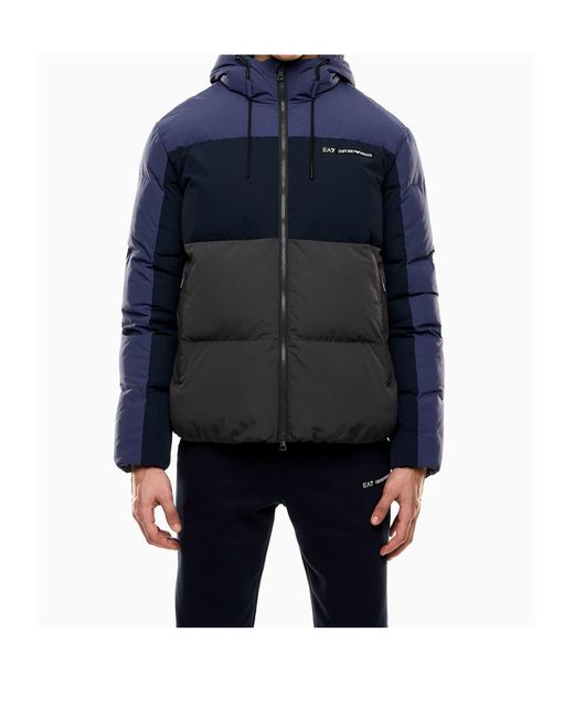 EA7 Blue Athletic Colour Block Jacket for men