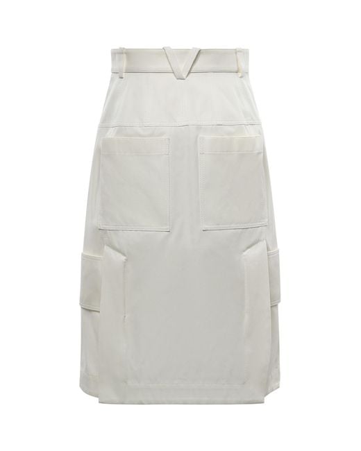 Bottega Veneta White Belt Loop A-Line Midi Skirt