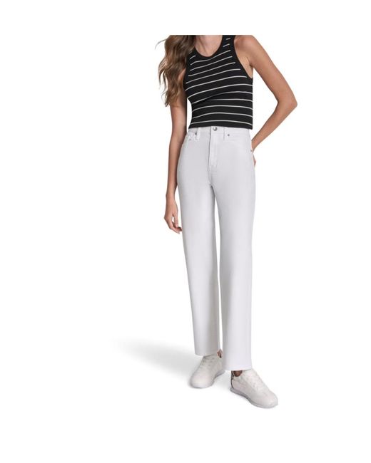 DKNY White Jeans Hi Rise Classic Straight Denim Jeans