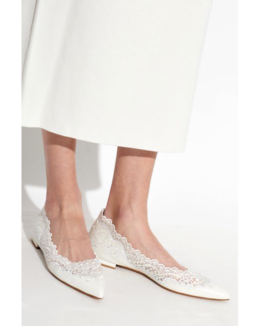 Gianvito Rossi White Evie 05 Lace Ballet Flats