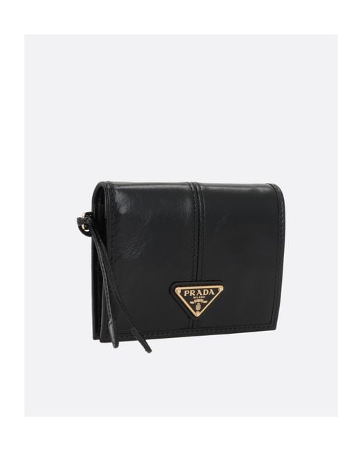 Prada Black Triangle-Logo Bi-Fold Wallet