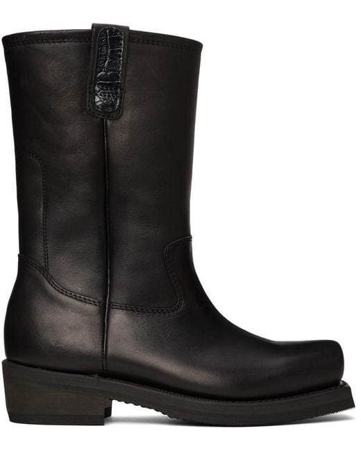 Our Legacy Black Calf-Length Leather Boots for men