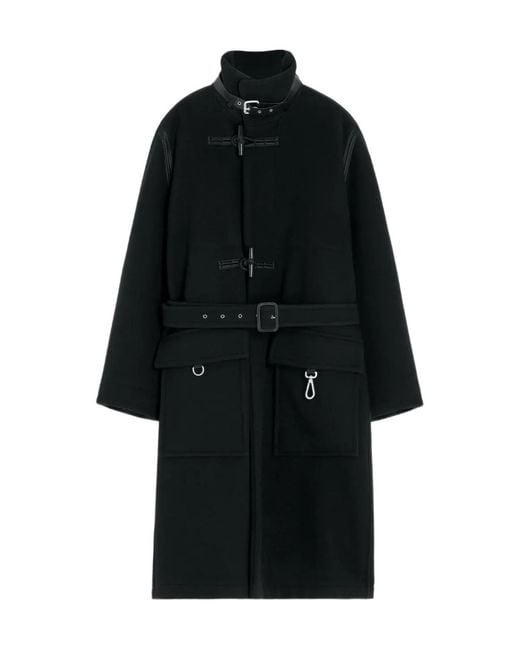 Lemaire Black Belted Toggle-Fastening Coat