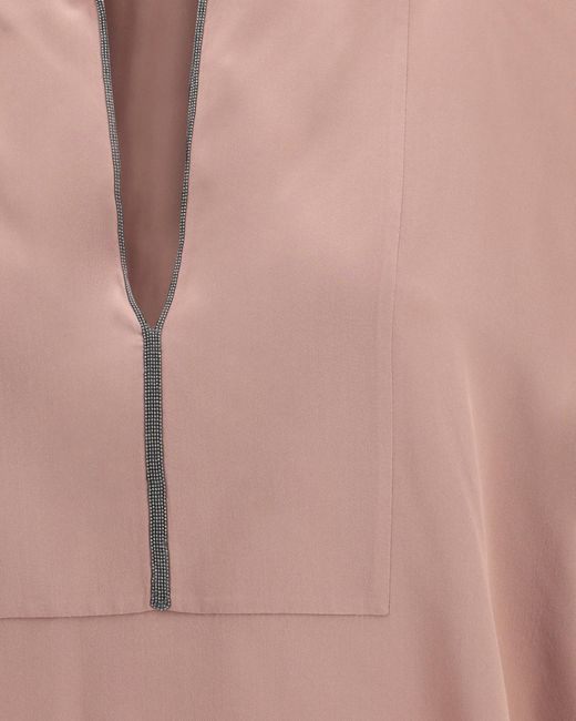 Brunello Cucinelli Pink Silk Blouse