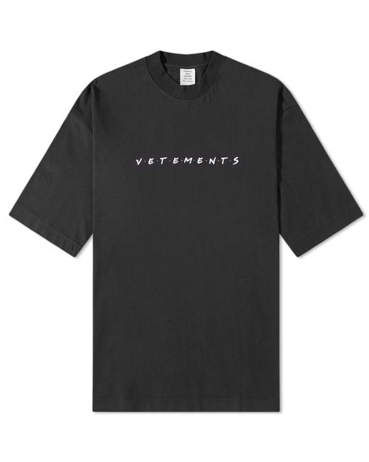 Vetements Black Friendly Logo-Print Cotton T-Shirt for men