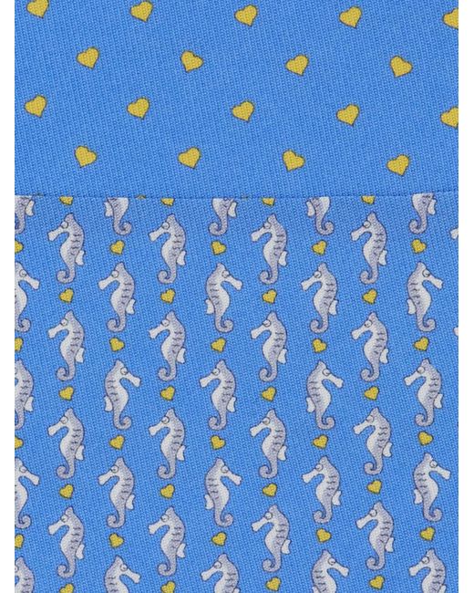 Ferragamo Blue Ferragamo Seahorse Print Tie for men
