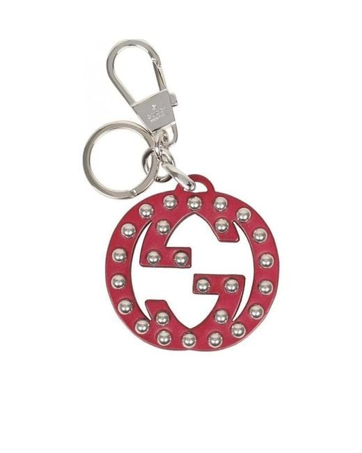 Gucci Red Gg Embellished Keyring