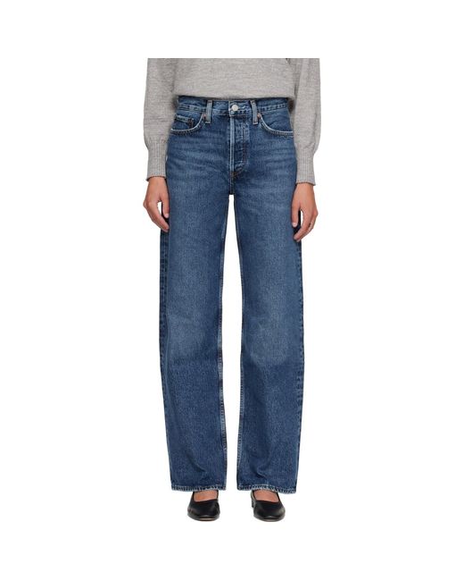 Agolde Blue The Arc Mid-Rise Wide-Leg Jeans