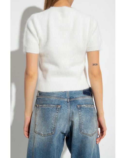 Maison Margiela White Button-Up Knitted Top