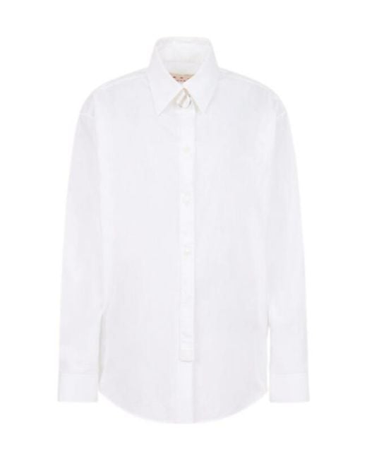 Marni White D-Ring Neck Strap Poplin Shirt