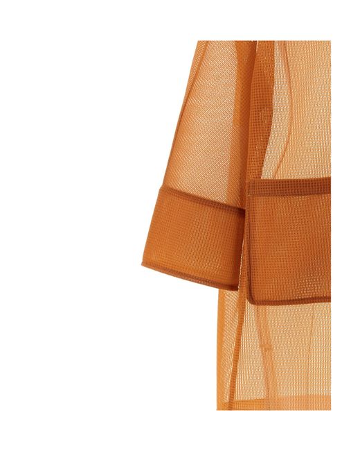Herno Brown Double-Breasted Mesh Coat