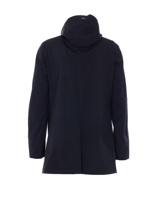 Herno Blue Zip-Up Hooded Coat for men