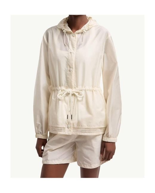Moncler White Rochebonne Hooded Rain Jacket