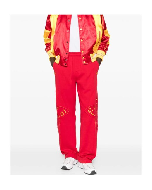 Kiko Kostadinov Red X Fox Lab Perforated Fleece Jogger for men