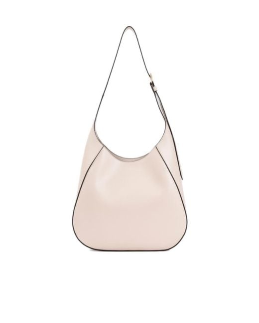 Prada Pink Triangle-Logo Leather Shoulder Bag