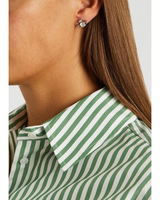 Vivienne Westwood White Reina Crystal-Embellished Orb Stud Earrings