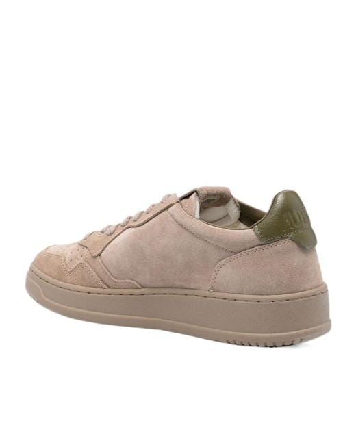 Autry Brown Perforated Logo-Patch Sneakers for men