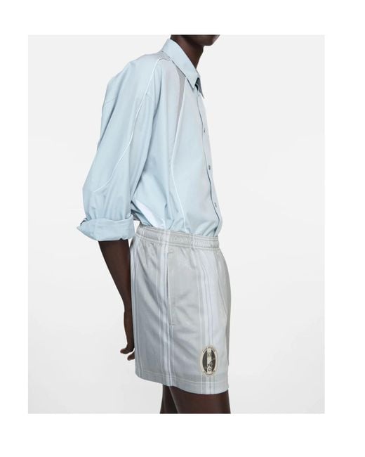 Acne White Striped Logo Shorts for men