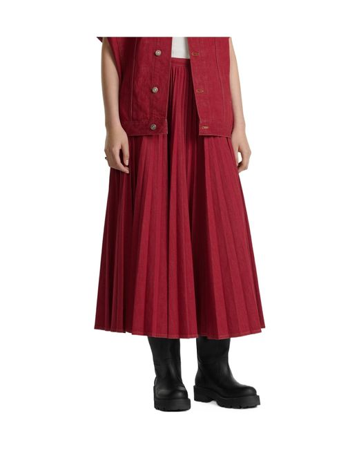 Dior Red Pleated Mid-Length Skirt