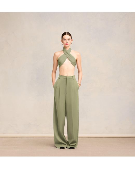 AMI Green Halterneck Cropped Top