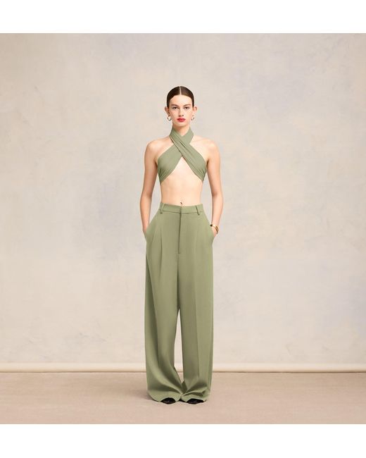 AMI Green Halterneck Cropped Top