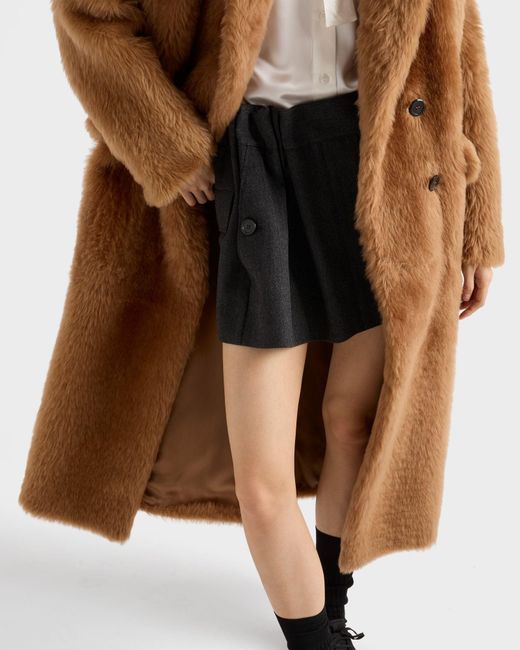 Prada Brown Shearling Double-Breasted Coat
