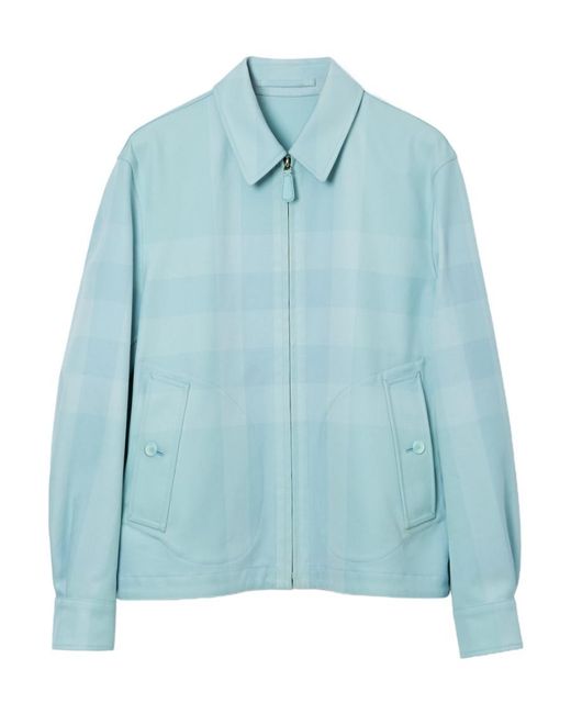 Burberry Blue Harrington Check-Print Reversible Jacket for men