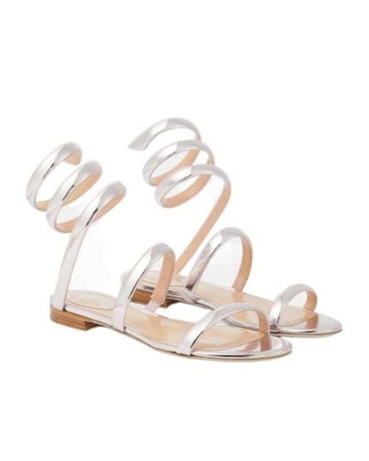 Rene Caovilla Metallic Cleo Mirrored Leather Sandals