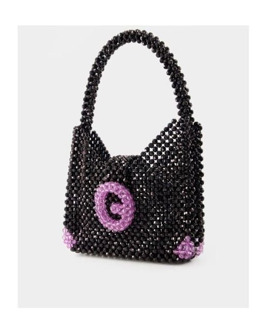 Germanier Black Beaded Hobo Shoulder Bag
