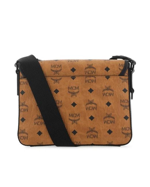 MCM Brown Klassik Logo Patch Small Messenger Bag