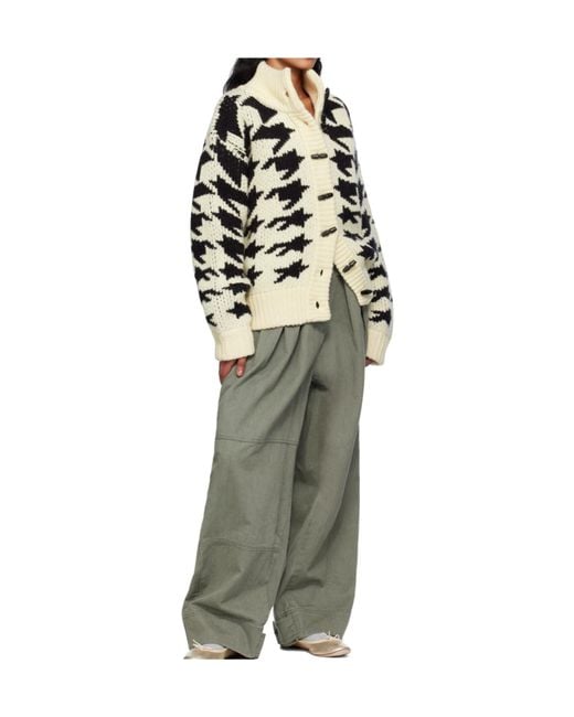 OPEN YY Multicolor Hound's Tooth Star Cowichan Cardigan
