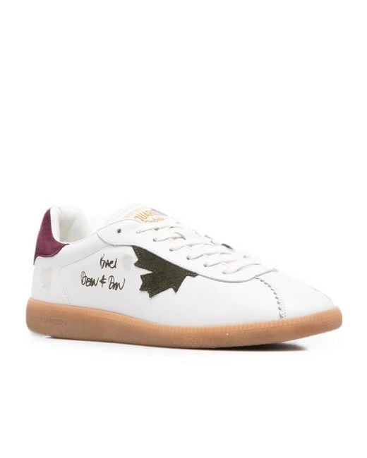 DSquared² White Rebel Maple-Leaf Leather Sneakers for men