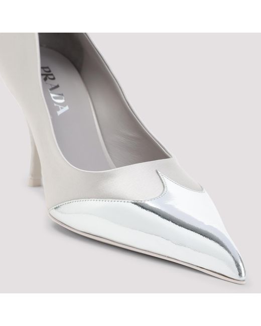 Prada White Pointed Toe Slip-On Pumps