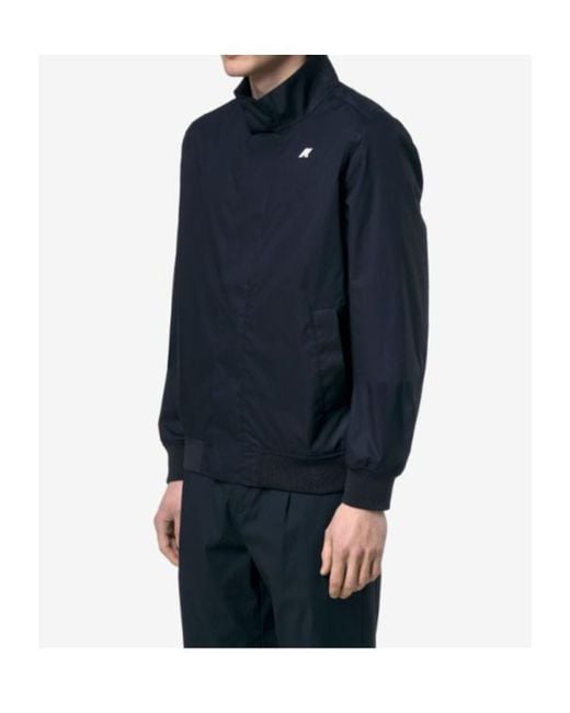 K-Way Blue Stand-Collar Zip Jacket for men