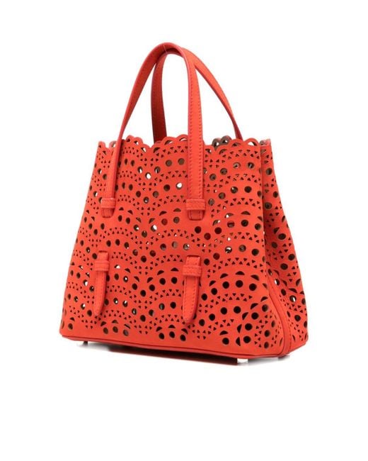 Alaïa Red Alaïa Laser-Cut Shoulder Bag