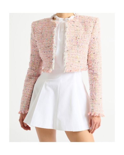 Balmain Pink Tweed Cropped Jacket