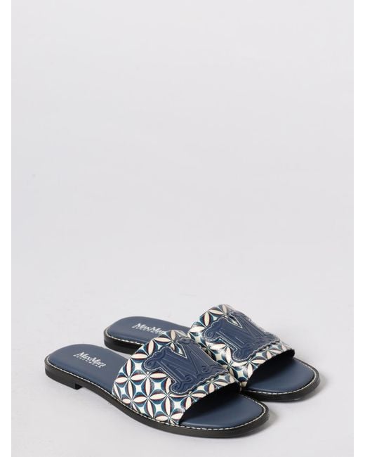 Max Mara White Dovere Patterned Flat Sandals