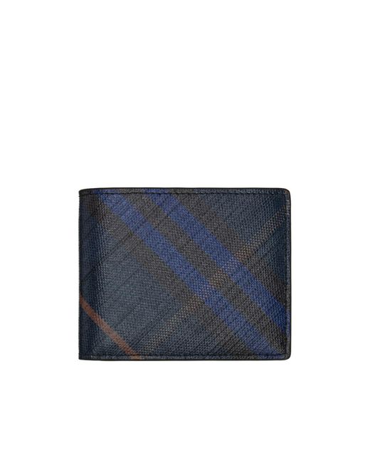 Burberry Blue Check Slim Bifold Wallet for men