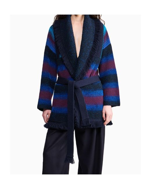 GIORGIO ARMANI X ALANUI Blue Giorgio Armani For Alanui Cashmere Blend Cardigan
