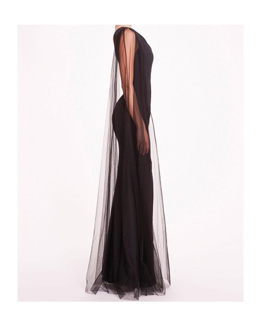 Marchesa Purple One-Shoulder Cape Gown