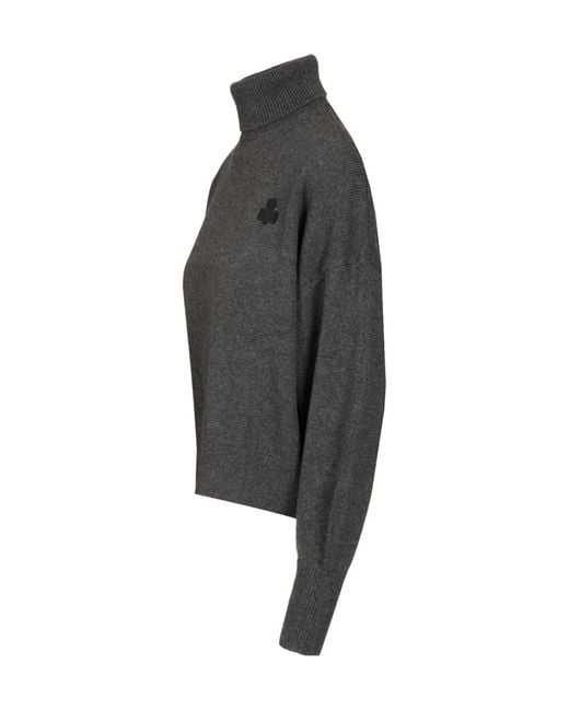 Isabel Marant Gray Nasha Embroidered Roll-Neck Sweater