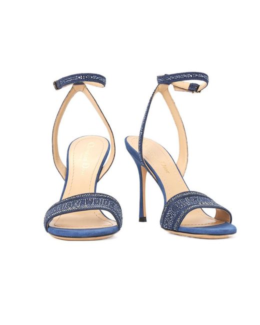Dior Blue Decorated High-Heeled Sandals